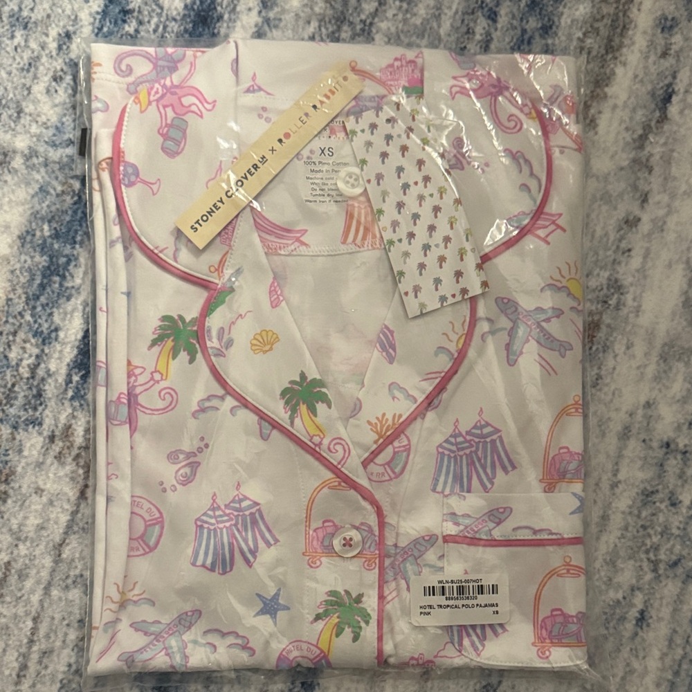 Stoney Clover LN x Roller Rabbit Hotel Tropical Polo Pajamas Size S